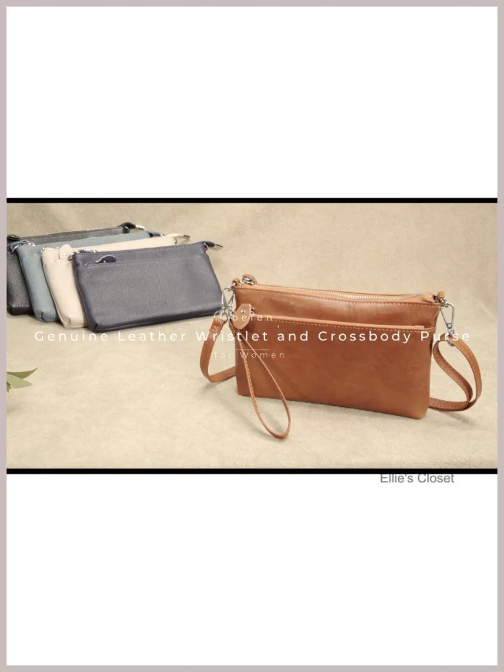 Genuine Leather RFID Blocking Wristlet Clutch Crossbody Wallet Purse with Two